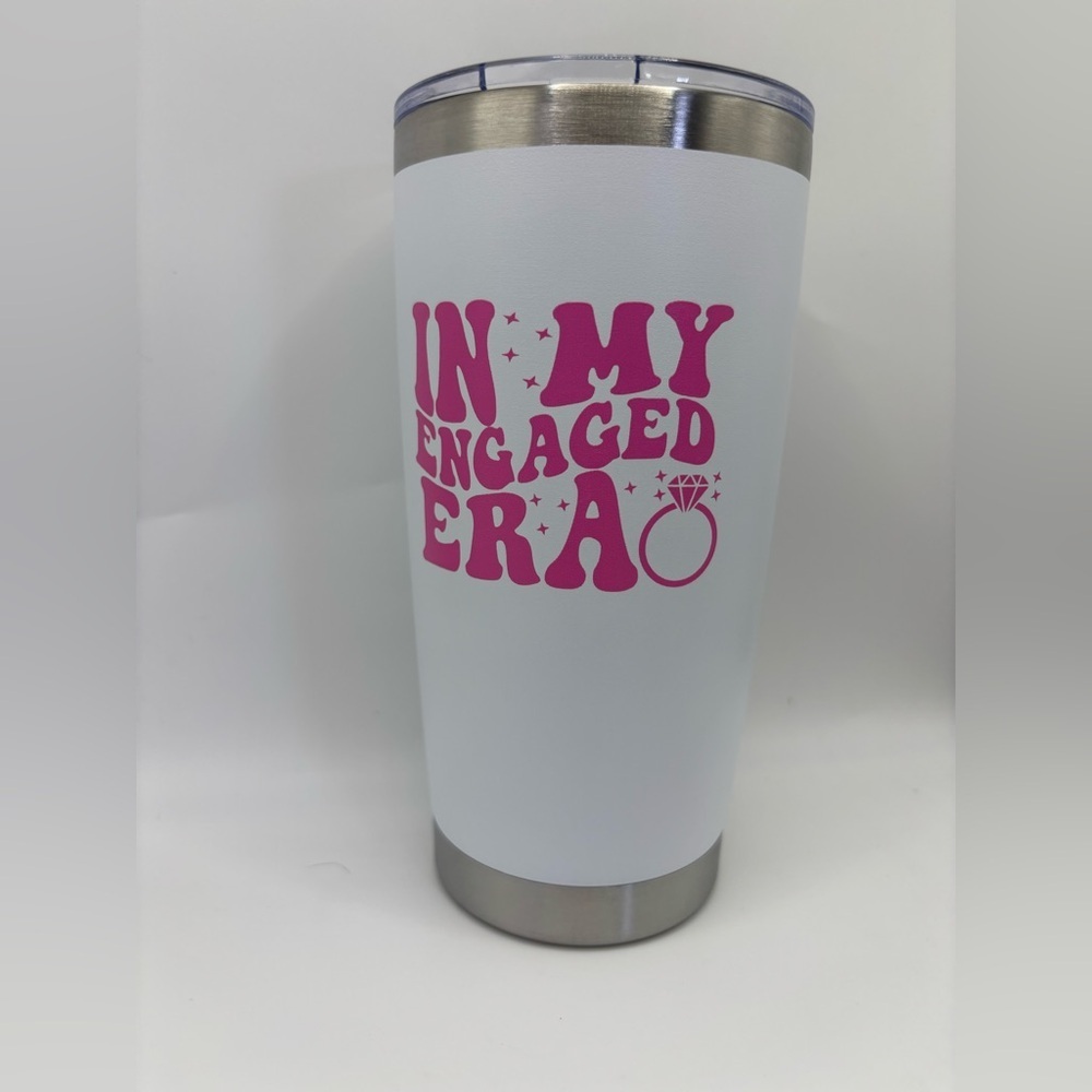 In My Engaged Era Tumbler with Pink Text